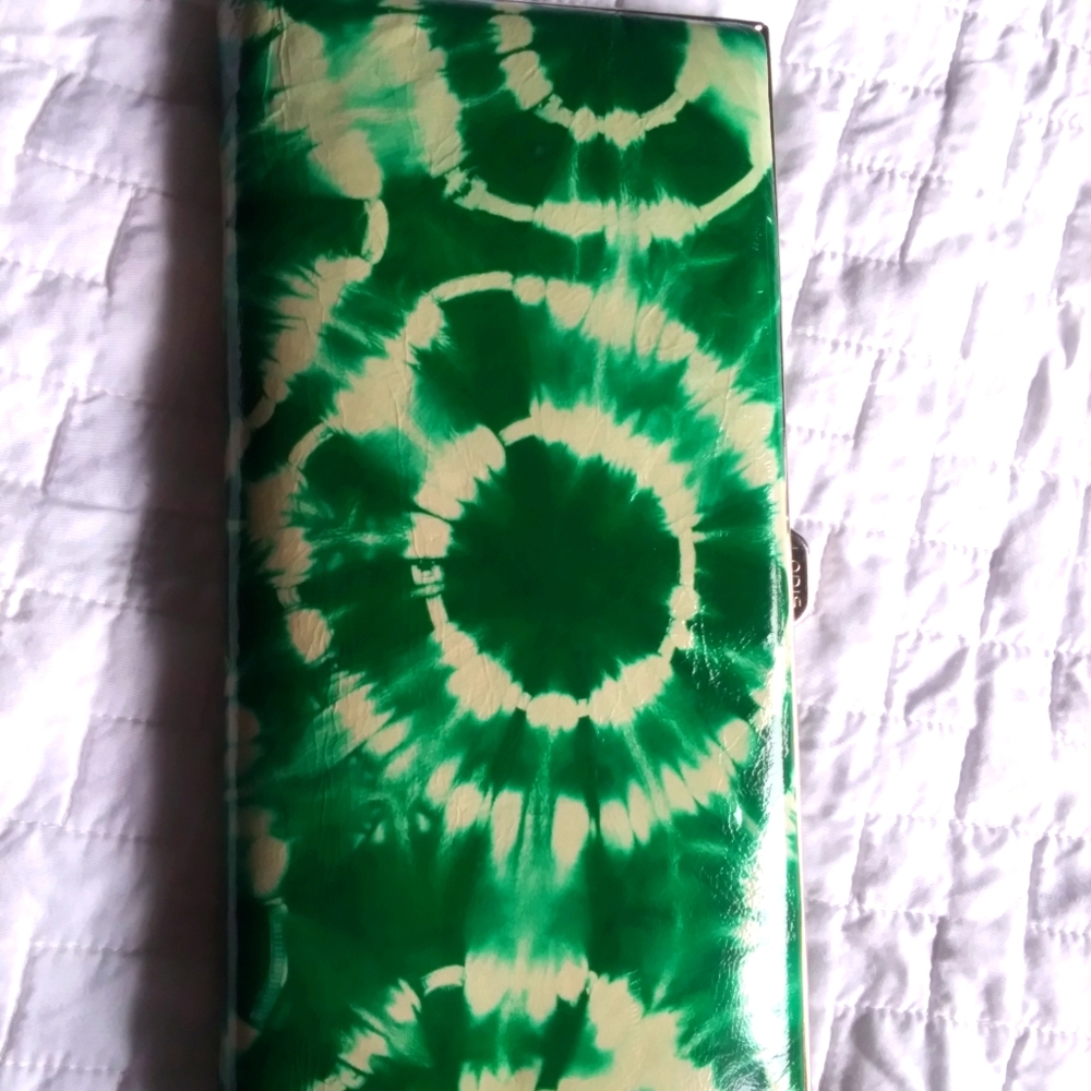 Lodis green tie dye clutch